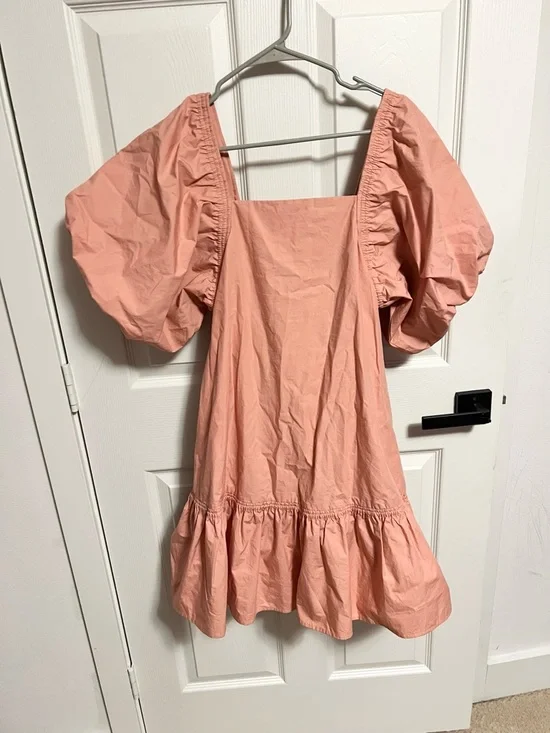 Anthropologie Magali Pascal Stella Puff Sleeve boho  Tunic Dress in Peach size S - Picture 10 of 11